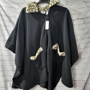 Le Moda FLEECE faux fur pom pom  Wrap OSFM